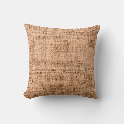 Brown burlap laying on white sheet. Abstract backg クッション (正面)
