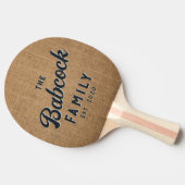 Brown Burlap Retro Family Name & Year 卓球ラケット (横)