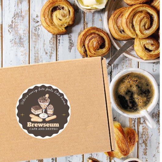  Brown CAFE & Restro Personalized Branding ラウンドシール