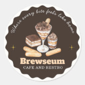  Brown CAFE & Restro Personalized Branding ラウンドシール (正面)