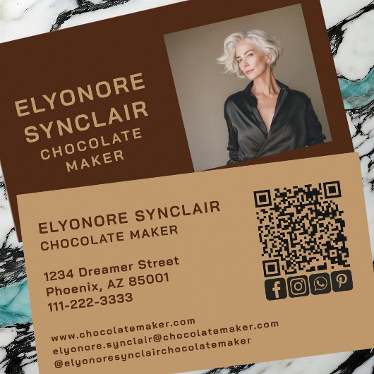 Brown Caramel Chocolate Maker Personal Photo 名刺