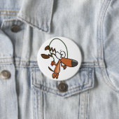 Brown Cartoon Dog Skipping Jump Rope 缶バッジ (インサイチュ)
