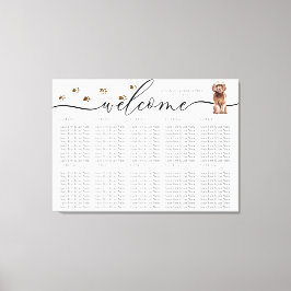 Brown Cavapoo子犬ウェルカムシーティングテーブル番号 キャンバスプリント