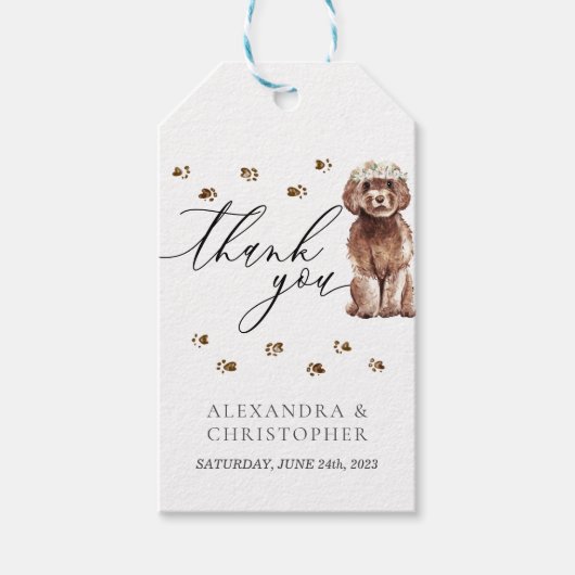Brown Cavapoo dog'結婚sに感謝 ギフトタグ (正面)