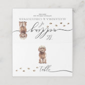 Brown Cavapoo puppy犬のオーナー結婚のスクリプトテーブル プレイスカード (外部開封)