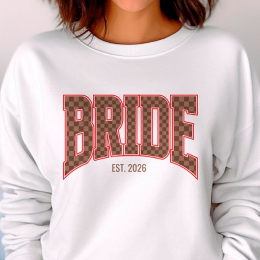 Brown Checkered Luxury Varsity BRIDE スウェットシャツ