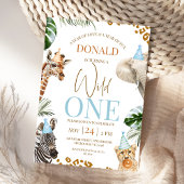 Brown Cheetah Safari Animals Wild One 1 Birthday 招待状