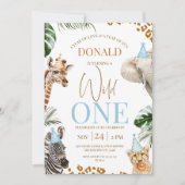 Brown Cheetah Safari Animals Wild One 1 Birthday 招待状 (正面)