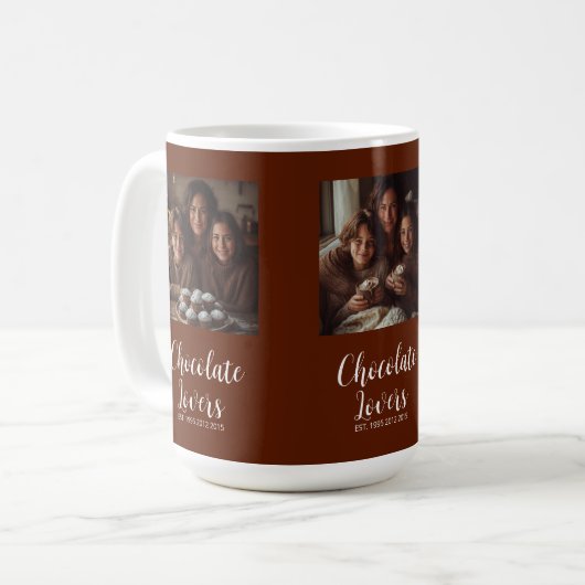 Brown Chocolate Lovers Established 3 Photo Script コーヒーマグカップ (正面左)