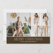 BROWN Christmas Elegant 4 Collage Photo message シーズンカード (正面)