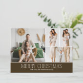 BROWN Christmas Elegant 4 Collage Photo message シーズンカード (スタンド正面)