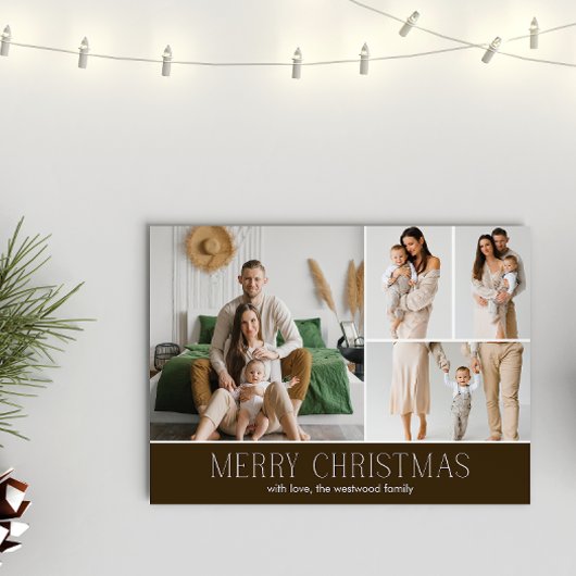 BROWN Christmas Elegant 4 Collage Photo message シーズンカード