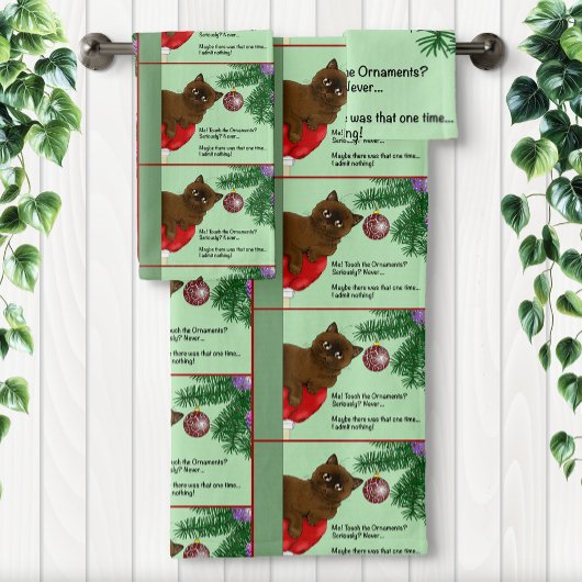 Brown Christmas Ornament Cat バスタオルセット