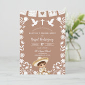 Brown Cielito Lindo Boy Baptism and First Birthday 招待状 (スタンド正面)