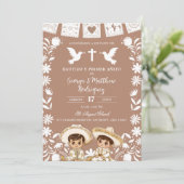 Brown Cielito Lindo Boy Twins Baptism and Birthday 招待状 (スタンド正面)