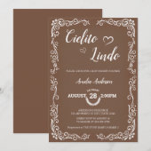 Brown Cielito Lindo Floral Swirl Heart Baby Shower 招待状 (正面/裏面)