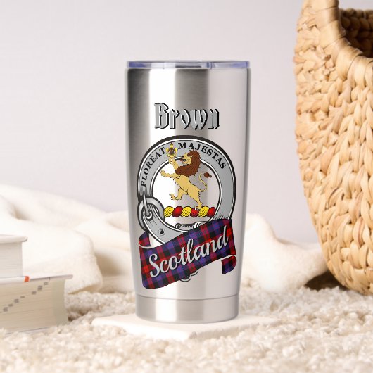 Brown Clan Badge & Tartan 保温保冷タンブラー (リビング (回転後))