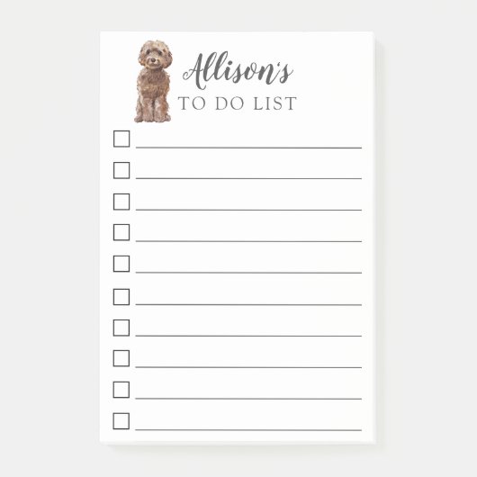 Brown Cockapoo Dog パーソナライズされた To Do List ポストイット (正面)