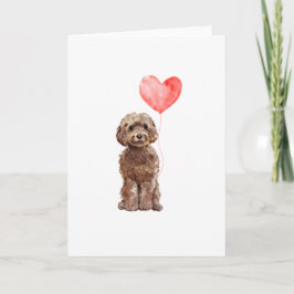 Brown Cockapoo Valentines Card, Dog Valentines シーズンカード