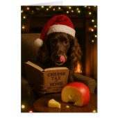 Brown cocker spaniel  'Cheese Tax' Christmas card (正面)