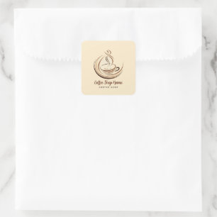 Brown Coffee espressoエレガントビジネスロゴショップ スクエアシール