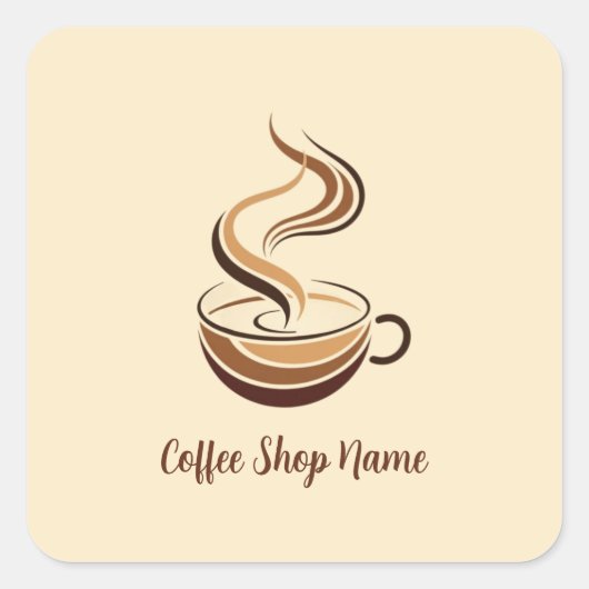 Brown Coffee espressoエレガントビジネスロゴショップ スクエアシール (正面)