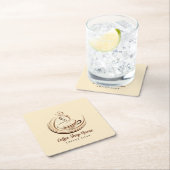 Brown Coffee espressoエレガントビジネスロゴショップ スクエアペーパーコースター (インサイチュ)