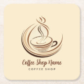 Brown Coffee espressoエレガントビジネスロゴショップ スクエアペーパーコースター (正面)