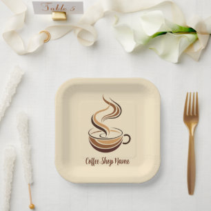 Brown Coffee espressoエレガントビジネスロゴショップ ペーパープレート