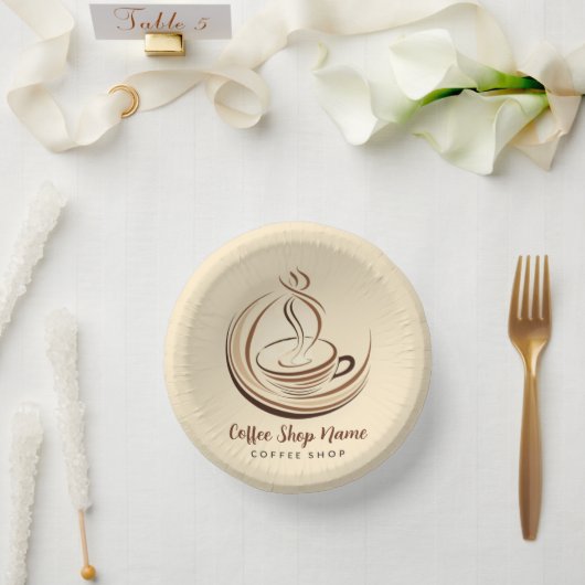 Brown Coffee espressoエレガントビジネスロゴショップ ペーパーボウル (ウェディング)