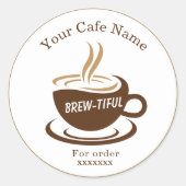 Brown Coffee Shop Personalized Branding ラウンドシール (正面)