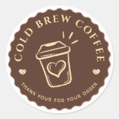 Brown Cold brew coffee Personalized Branding  ラウンドシール (正面)