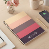 Brown Color Blocked Striped Custom Notebook ノートブック