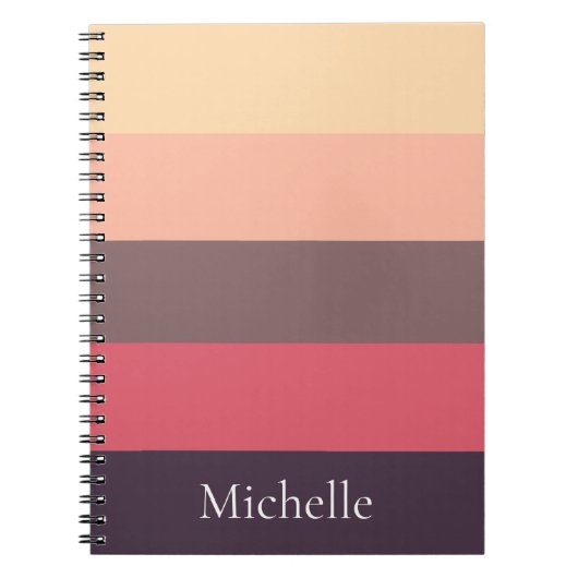 Brown Color Blocked Striped Custom Notebook ノートブック (正面)