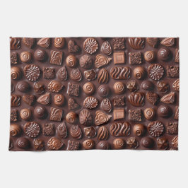 Brown Cozy Modern Unique Chocolate キッチンタオル