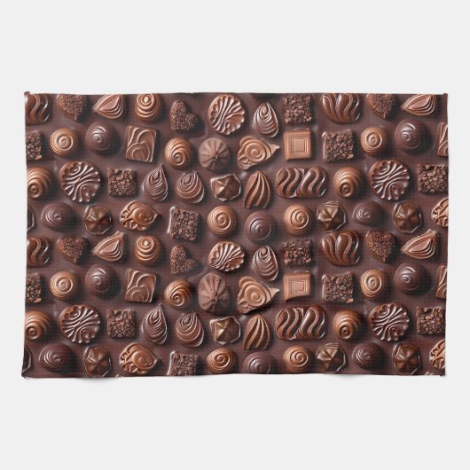 Brown Cozy Modern Unique Chocolate キッチンタオル (横)