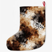 Brown Cream Black Leopard Animal Christmas ラージクリスマスストッキング (裏面)