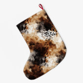 Brown Cream Black Leopard Animal Christmas ラージクリスマスストッキング (裏面 (吊り時))
