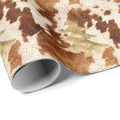 Brown Cream Cowhide Gold Confetti Christmas Tree ラッピングペーパー (ロールコーナー)