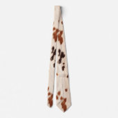 Brown Cream Faux Cow Print ネクタイ (裏面)