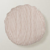 Brown Cream Faux Woven Stripes ラウンドクッション (裏面)