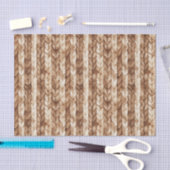 Brown Cream Faux Woven Stripes Christmas 薄葉紙 (クラフト)