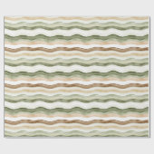 Brown Cream Green Stripes ラッピングペーパー (フラット)
