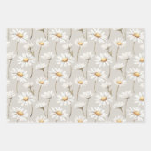 Brown Cream Green Stripes Daisies Birthday ラッピングペーパーシート (正面2)