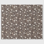 Brown Cream Hearts Bridal Shower ラッピングペーパー (フラット)