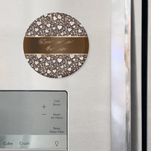 Brown Cream Hearts Ribbon   マグネット (インサイチュ (冷蔵庫))