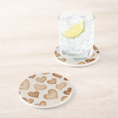 Brown Cream Hearts Stripes コースター (側面)