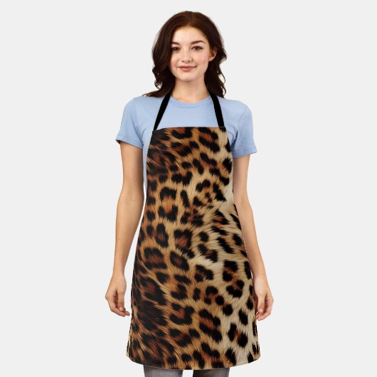 Brown Cream Leopard Animal  エプロン (着用した状態)