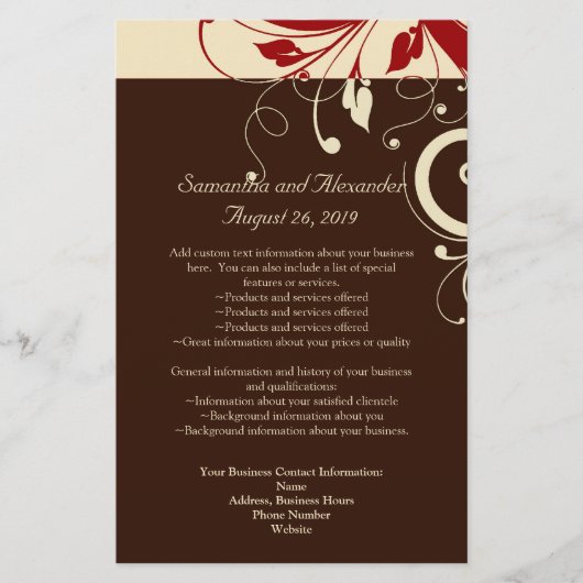 Brown/Cream/Red Reverse Swirlプログラム/フライヤー チラシ (正面)