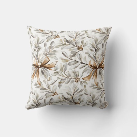 Brown Cream Snowflakes Christmas クッション (裏面)